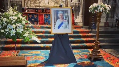 Katy Lewis/BBC Book of condolence area at St Albans Cathedral