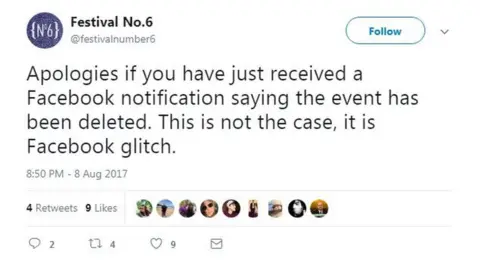 Twitter Festival No6 tweet