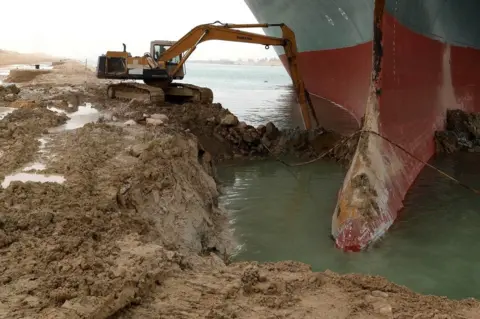 EPA Workers next to the Ever Given. 24 March 2021