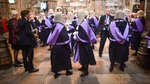 Getty Images Judges arrive at Westminster Abbey for the Judges' Ceremony on 1 October 2019