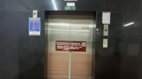 Muzaffar AV The lift in Kerala hospital in which Mr Nair was stuck for 42 hours