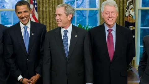 Getty Images Former US presidents Obama Bush and Clinton