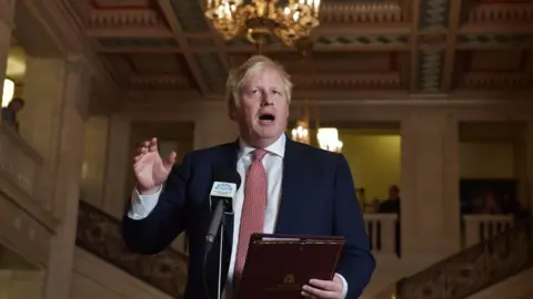 Getty Images Boris Johnson at Stormont in 2020