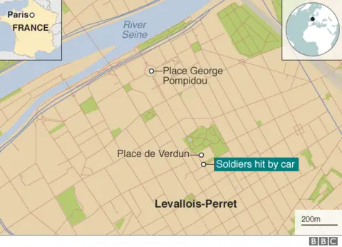 Map showing where attack on soldiers happened