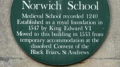 Evelyn Simak/Geograph Plaque showing the history of Norwich School