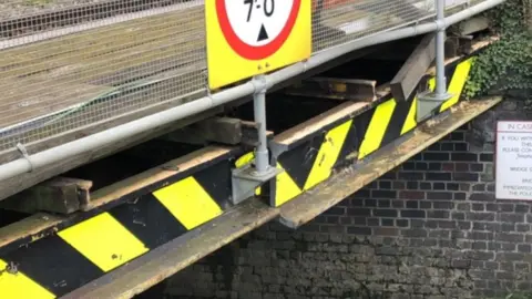 BBC Damage to bridge at Stonea