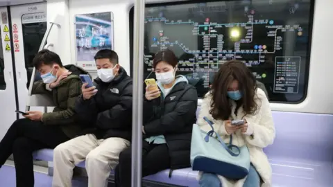 Getty Images The newly opened metro Line 6, with its technological dynamism and rich Changan cultural atmosphere, has few passengers in Xi 'an, Shaanxi PTrovince, China, December 29, 2022