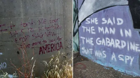 BBC (Graffiti showing: It took me four days to hitchhike from Saginaw / She said the man in the Gabardine suit was a spy)