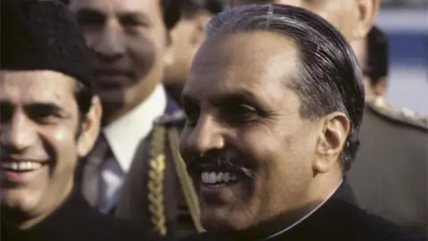 Photo of General Zia-ul-Haq, head of state of Pakistan, at Heathrow Airport in October 1980
