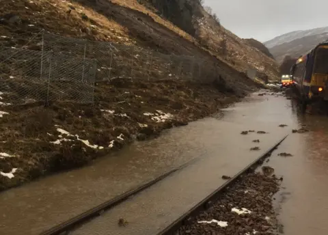 NetworkRail Scotland Train trapped in landslide