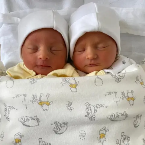 Alex Wright Newborn twins Eden and Indie.