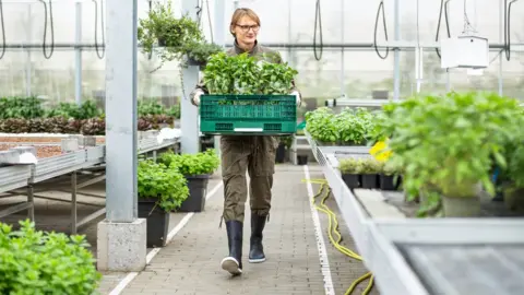 Getty Images Woman working in a garden centre