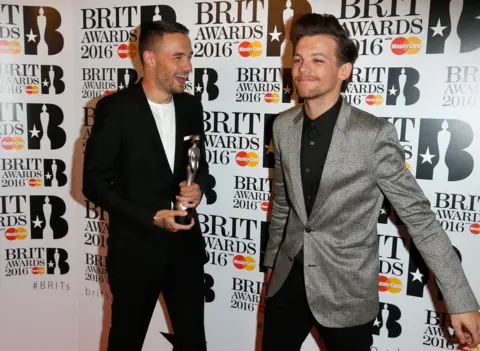 Getty Images Liam Payne and Louis Tomlinson at the 2016 Brit Awards