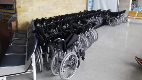 Wheelchairs at Palma Airport Mallorca