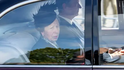 PA Media Princess Anne travels with the coffin