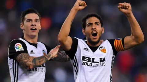 Santi Mina and Dani Parejo of Valencia
