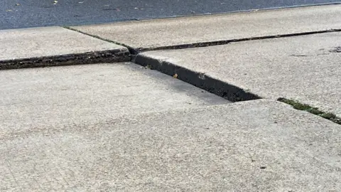 Stuart Woodward / BBC Damaged concrete on Miles Gray Road, Basildon.