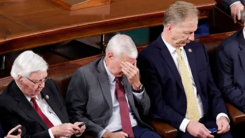 Getty Images House Republicans react as a vote for Speaker is conducted