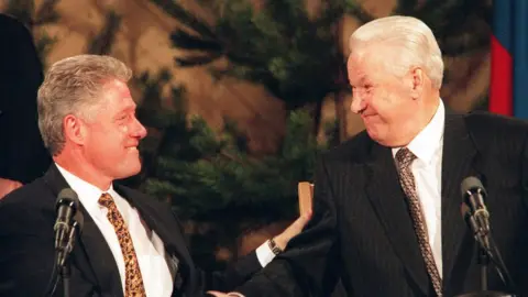 Getty Images Clinton and Yeltsin 1997