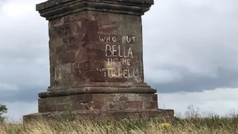 Graffiti on a monument in the West Midlands in 2004