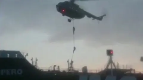 AFP Image from video provided by Iranian Revolutionary Guards Corp website purporting to show Iranian forces boarding the British-flagged tanker Stena Impero on 20/07 19