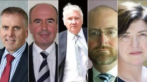 The working groups will be led by, (from left), David Sterling; Paul Sweeney; Sir Malcolm McKibbin; Hugh Widdis and Sue Gray