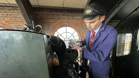 Ben Gray on a steam train