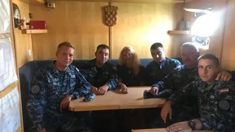 PA Kay Longstaff along with the Croatian Coast Guard aboard the patrol boat Cavtat