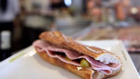 AFP A picture taken in Paris shows a ham sandwich on the zinc counter of a bar