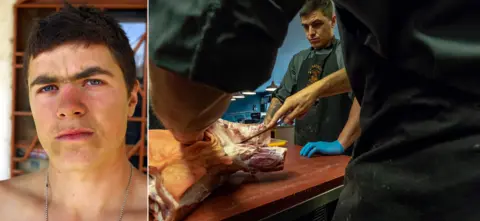 Ed Gold Photos showing Callum Wright in the army and as a butcher