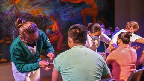 AFP Teachers are vaccinated in Chiapas state in Mexico