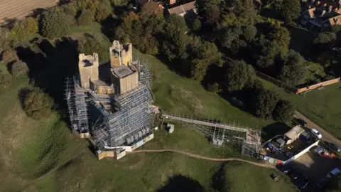 Stella Fitzgerald Orford Castle with scaffolding all around it