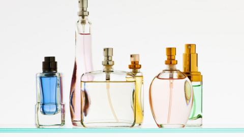 Series of perfume bottles