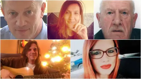 Met Police/Social Media Clockwise from top left - PC Keith Palmer, Aysha Frade, Leslie Rhodes, Andreea Cristea and Kurt Cochran