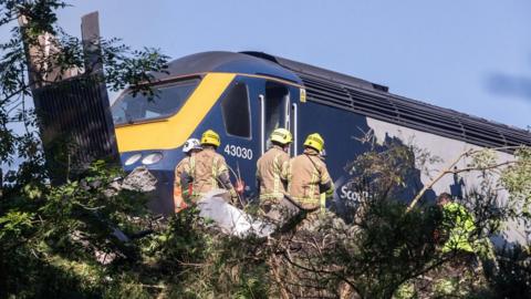 Three dead after passenger train derails near Stonehaven - BBC News