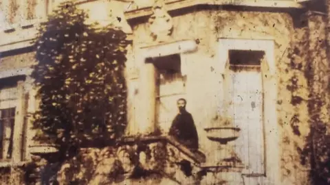 Fairfield House CIC Emperor Haile Selassie standing outside of Fairfield House