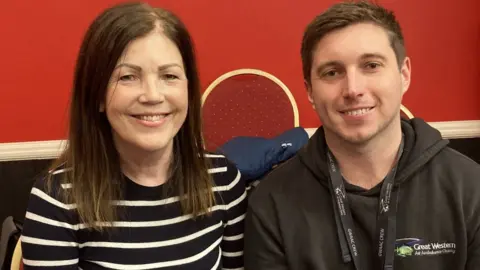 BBC Ann Carter with paramedic Callum Sutton
