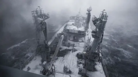 Matt Bromage/Royal Navy RFA Tidespring during Storm Emma