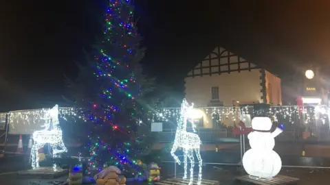 Environment Agency  Christmas scene near crane in Matlock