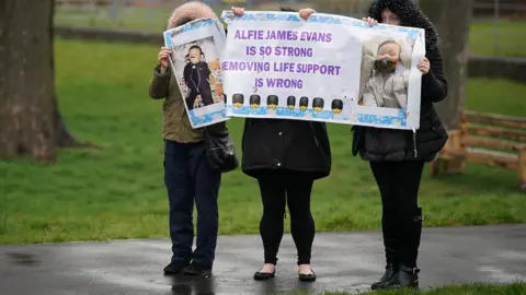 Getty Images Demo outside Alder Hey Hospital