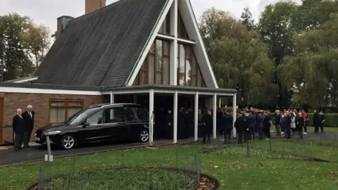BBC Outside the service at Emstrey Crematorium in Shrewsbury