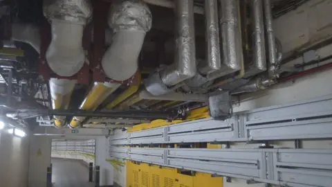 Exposed pipes at North Tees hospital