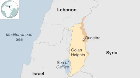 Map of Golan Heights and surrounding area