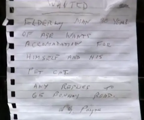 Letter on Anthony Payne's door