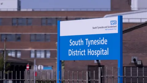 BBC South Tyneside District Hospital sign