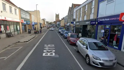 Google Google image of Keynsham High Street's parking bays