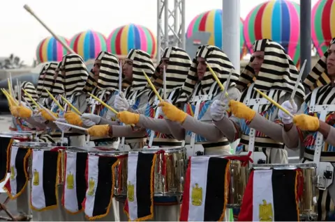 EPA An Egyptian army band performs during the EDEX Egypt Defence Exhibition 2018, at new Cairo, Egypt - Monday 3 December 2018