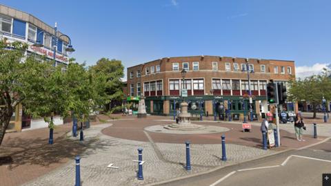 Wide view of pedestrianised area of Gosport High Street