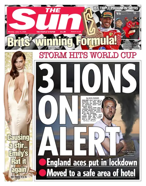 The headline on the front page of the Sun reads: “3 lions on alert”.