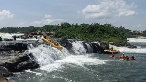 AFP Kayakers and rafters on the River Nile near Jinja, Uganda - Friday 25 January 2019